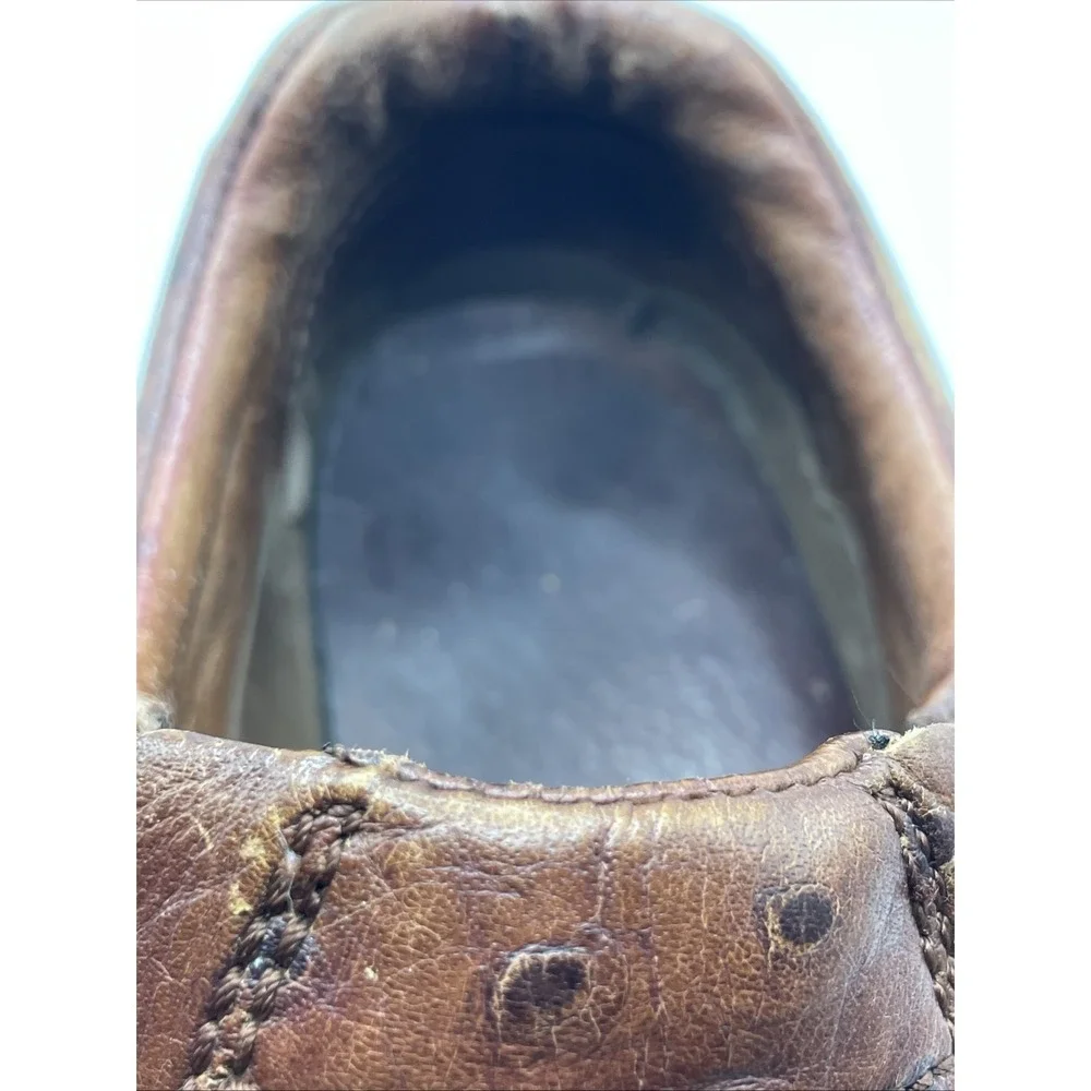 Roper‎ Performance Shoes Leather Brown Ostrich Embossed Slip on Loafers ~ Sz 8
